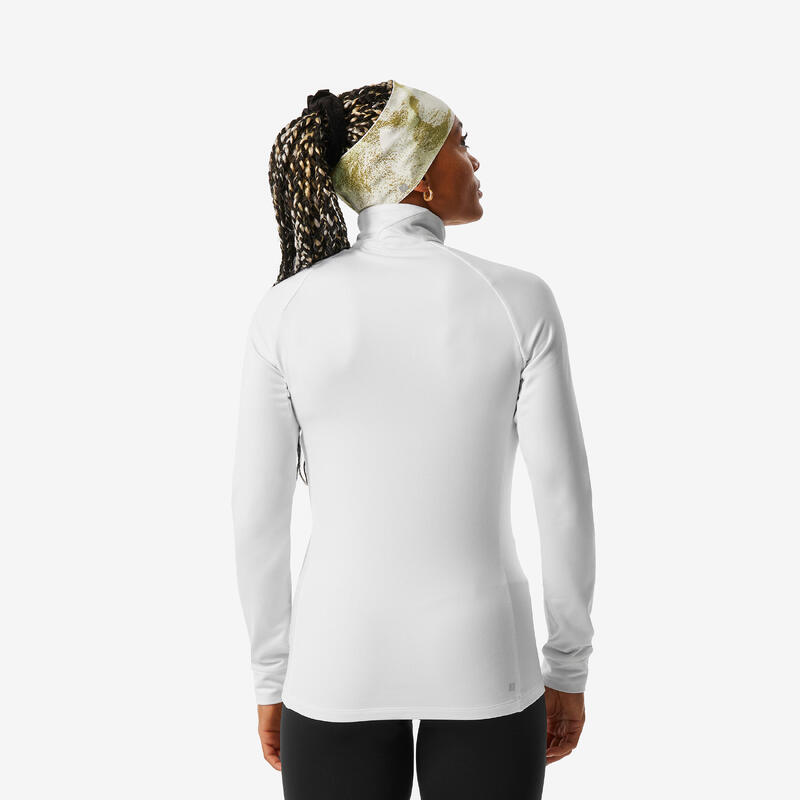 Dámské hřejivé tričko na běžky s dlouhým rukávem 100 bílé