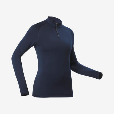 Maglia termica sci donna 1/2 500 ZIP blu