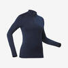 Thermoshirt voor skiën dames BL 500 1/2 rits marineblauw FFS