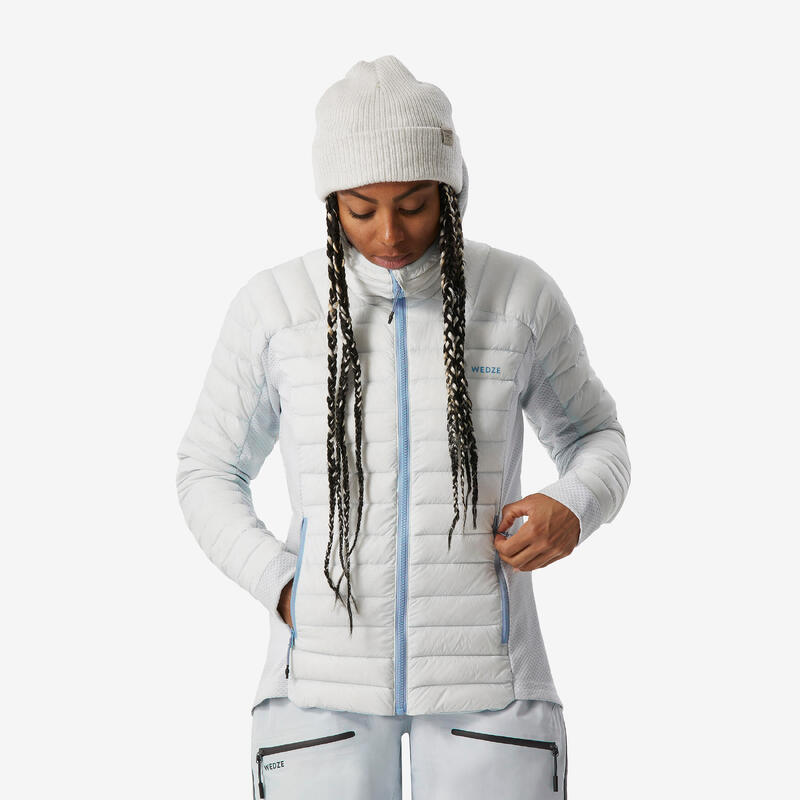Sous-veste doudoune légère de ski en duvet/plume - 900 bleu glacier Femme.