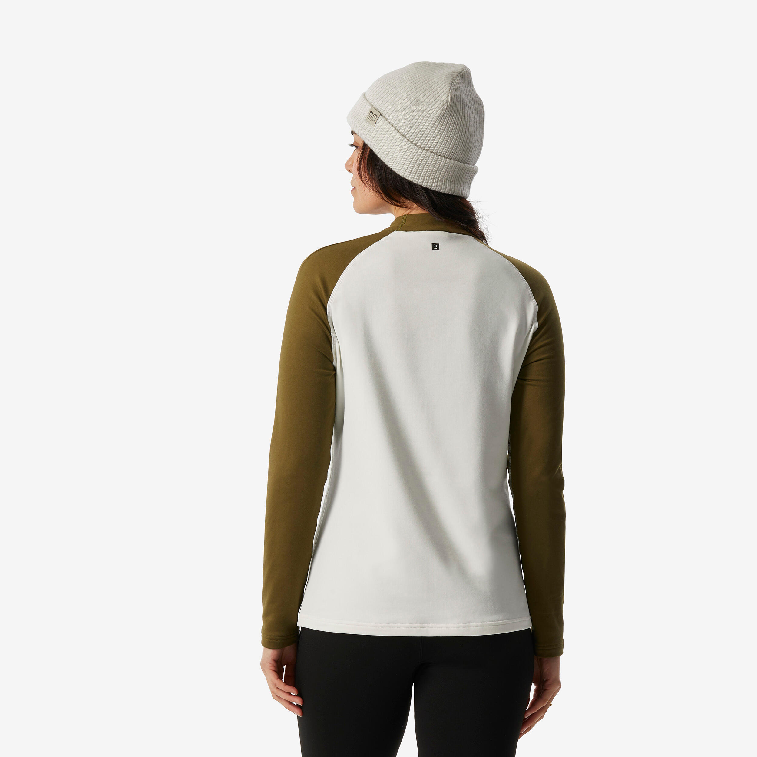 Los thermoshirt voor skiën dames 500 beige kaki 2/6