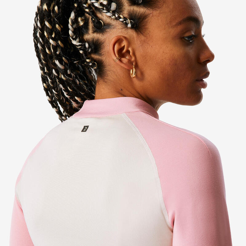 Sous-vêtement de ski chaud et respirant femme BL 500 beige et rose