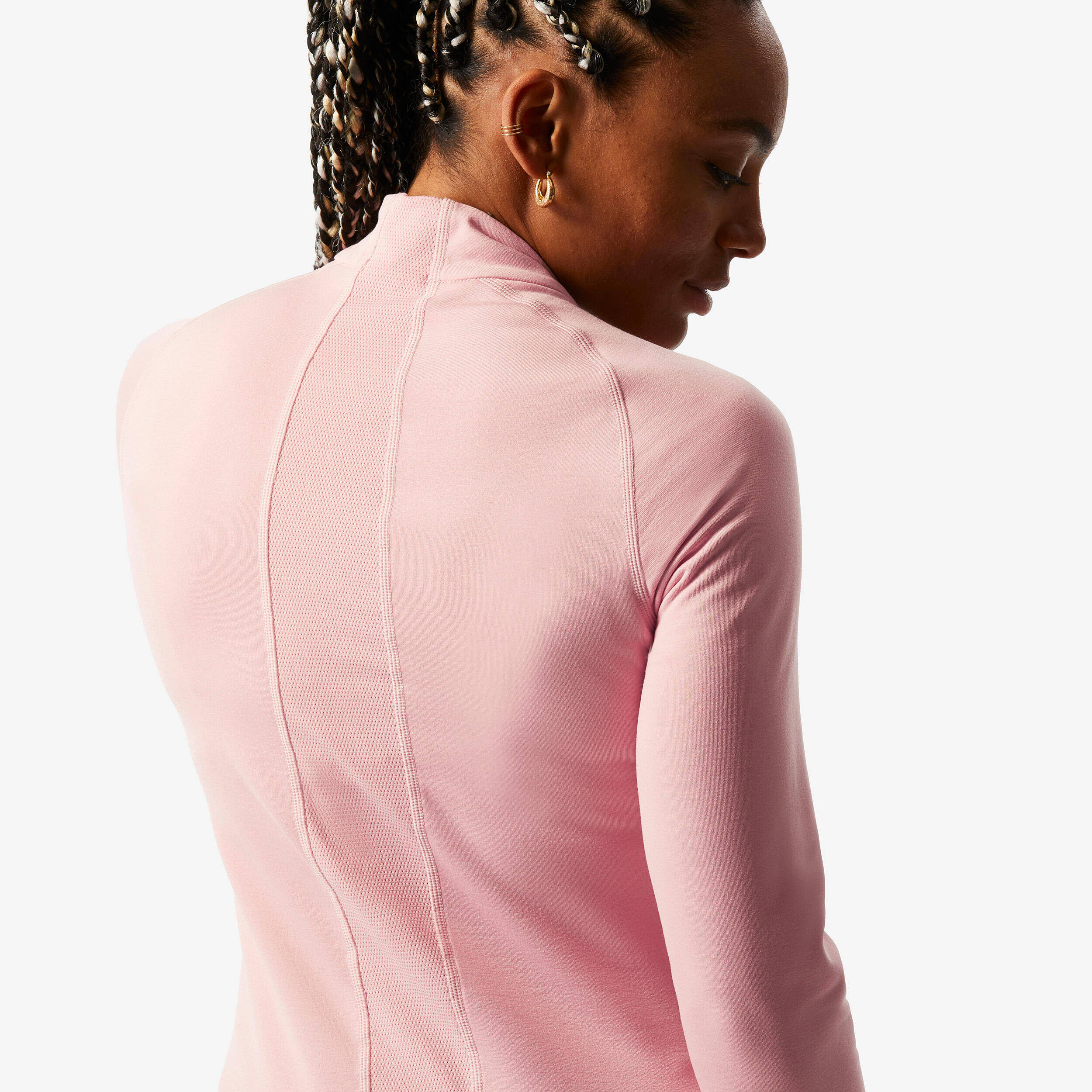 Women’s Thermal Base Layer Ski Top 1/2 Zip 500 - Pink -  5