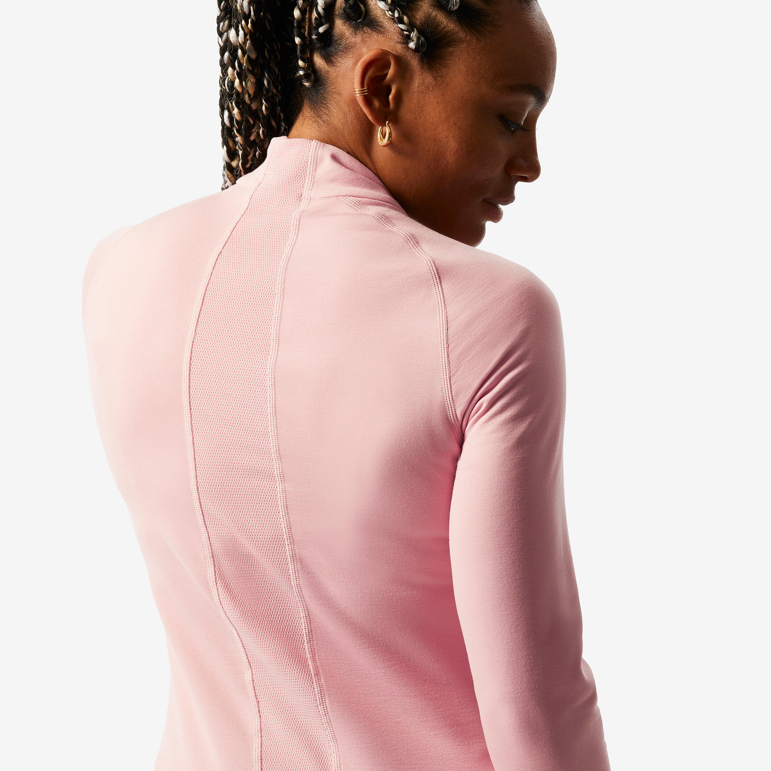 Women’s Thermal Base Layer Ski Top 1/2 Zip 500 - Pink 5/5