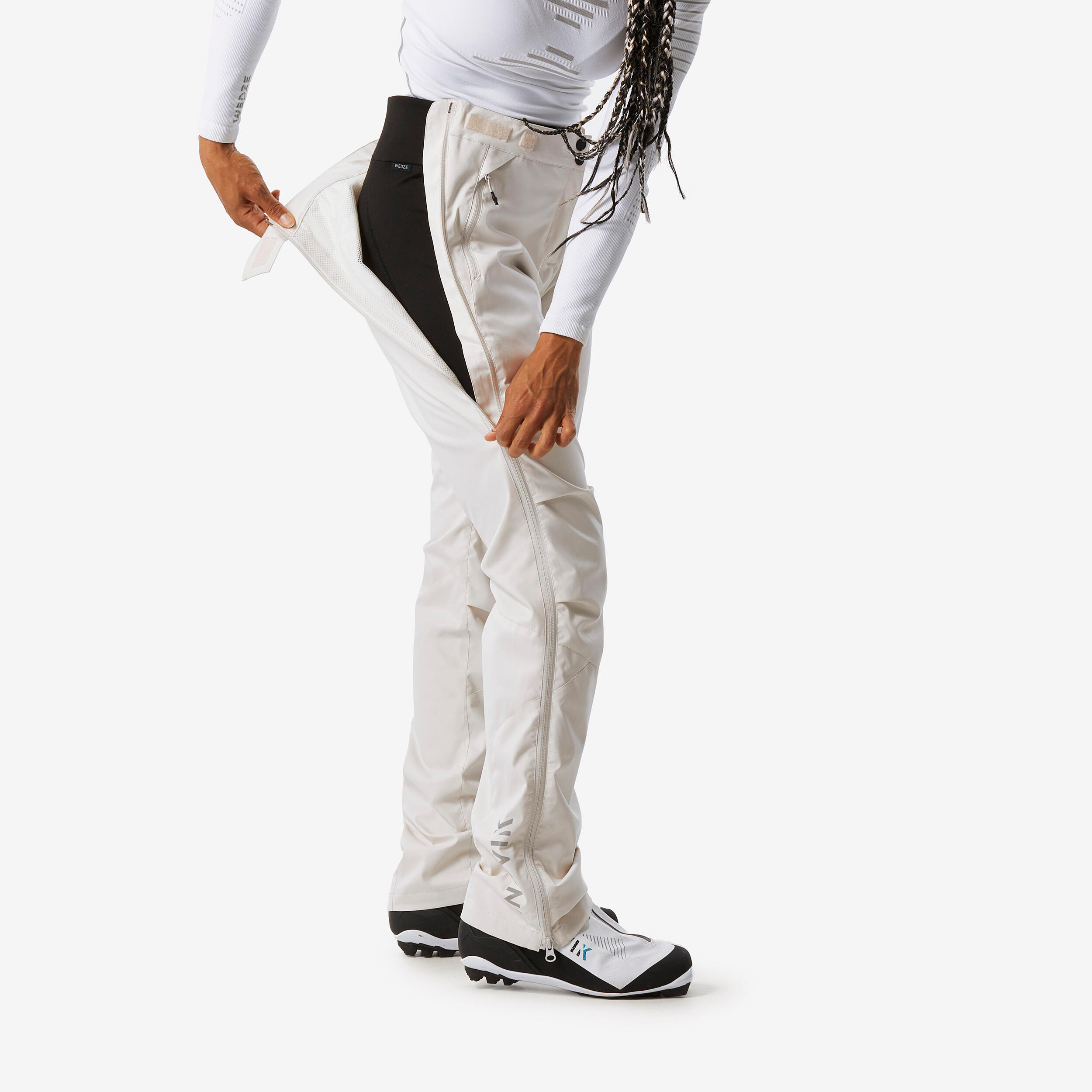 Surpantalon de ski de fond femme, OVERP 150 beige 4/7