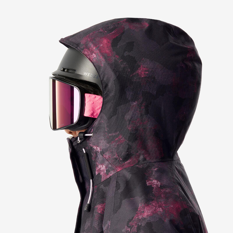 Veste de snowboard chaude et respirante femme, SNB 100 graph noir et rose