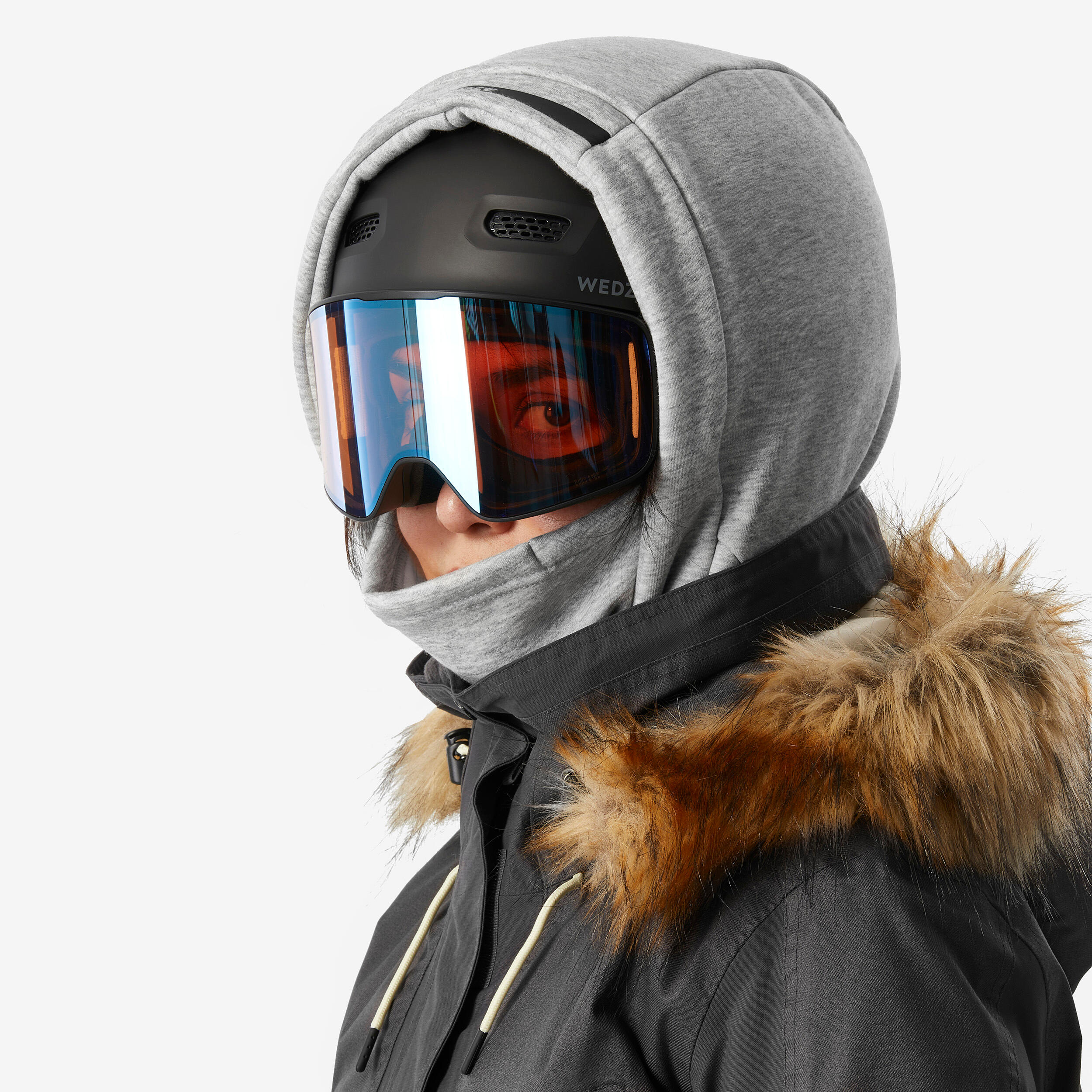 Balaclava Exterior de Ski Adulto Moletão Cinzento Claro 3/7
