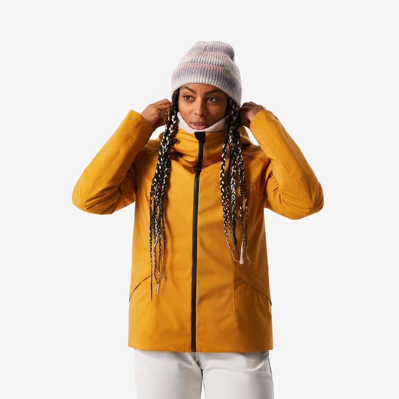 Veste de ski chaude et imperméable femme, 500 camel