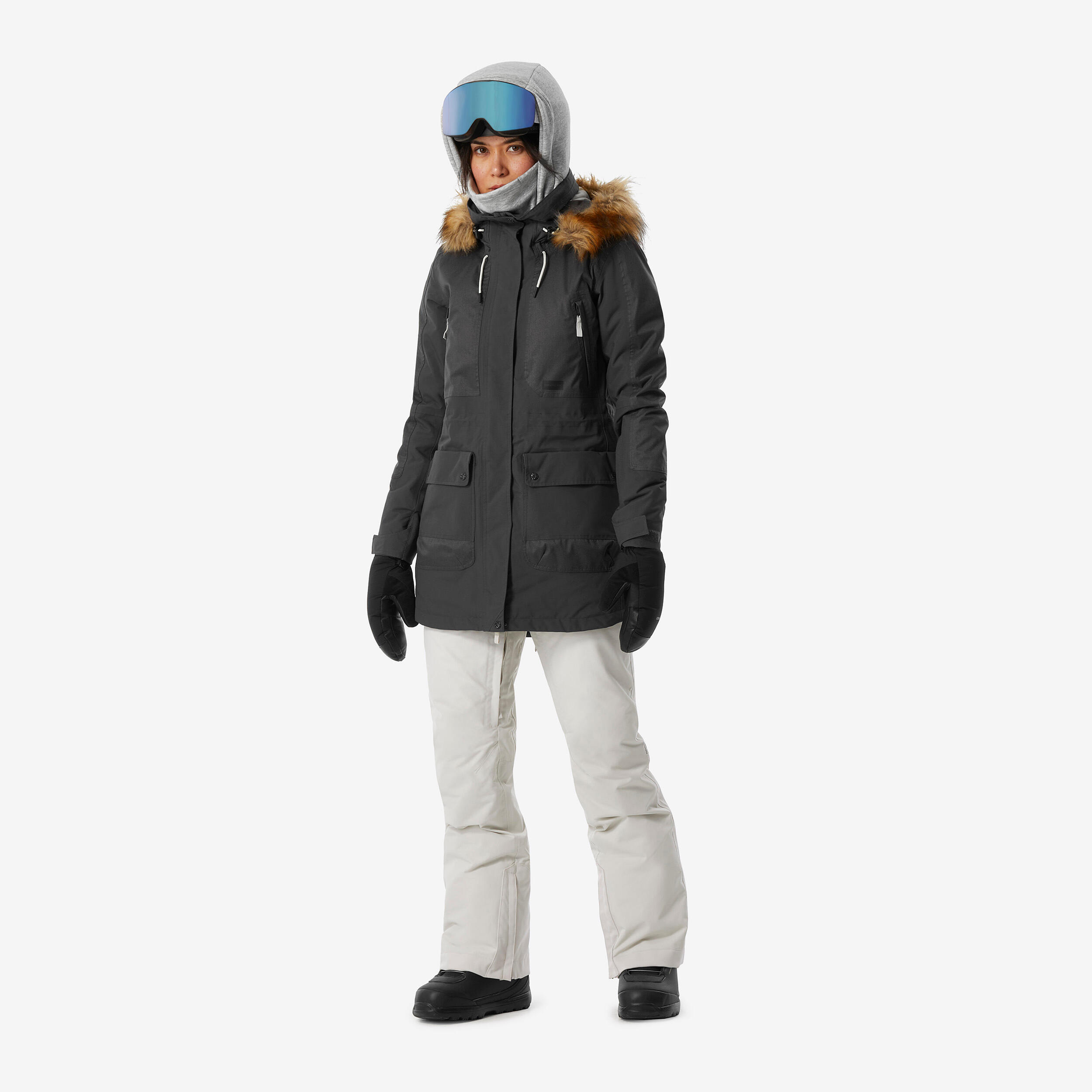 Warme en waterdichte snowboardbroek voor dames SNB 500 wit 3/10