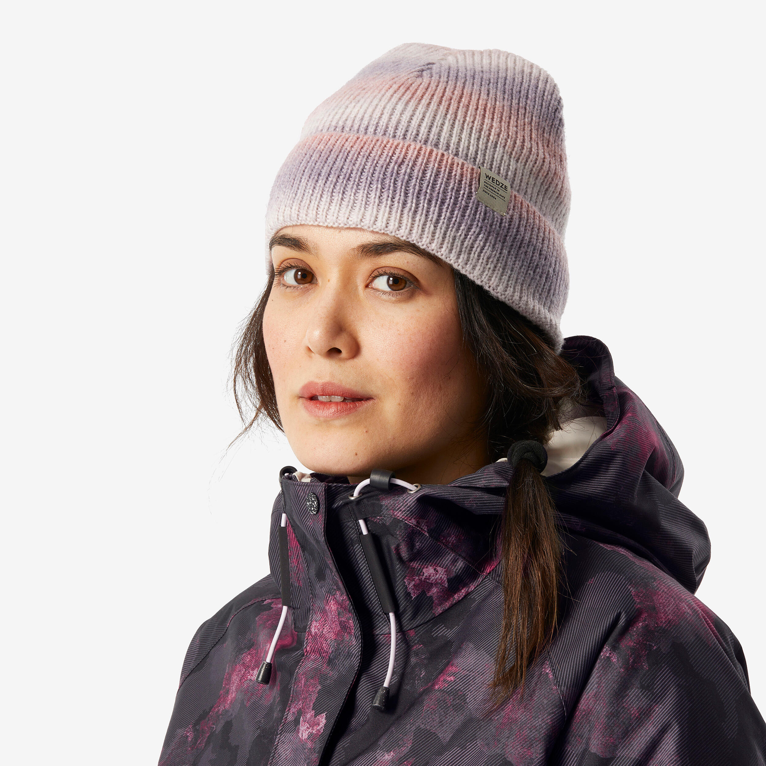 DREAMSCAPE Dámska snowboardová bunda SNB 100 hrejivá a priedušná čierno-ružová s potlačou S · záber 10