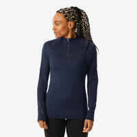 Women’s Thermal Base Layer Ski Top 1/2 Zip 500 - Navy