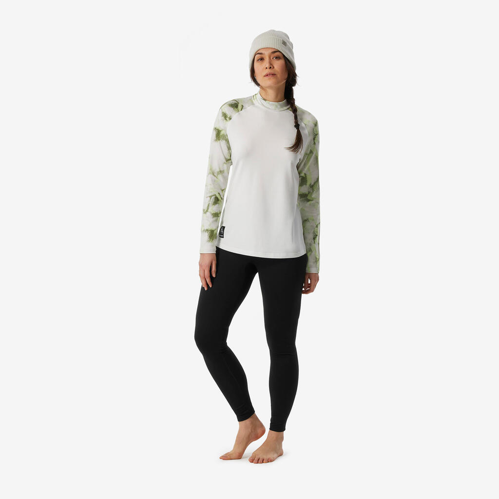 Women’s Loose Fit Skiing Thermal Base Layer Top 500 - Graph / Beige / Green