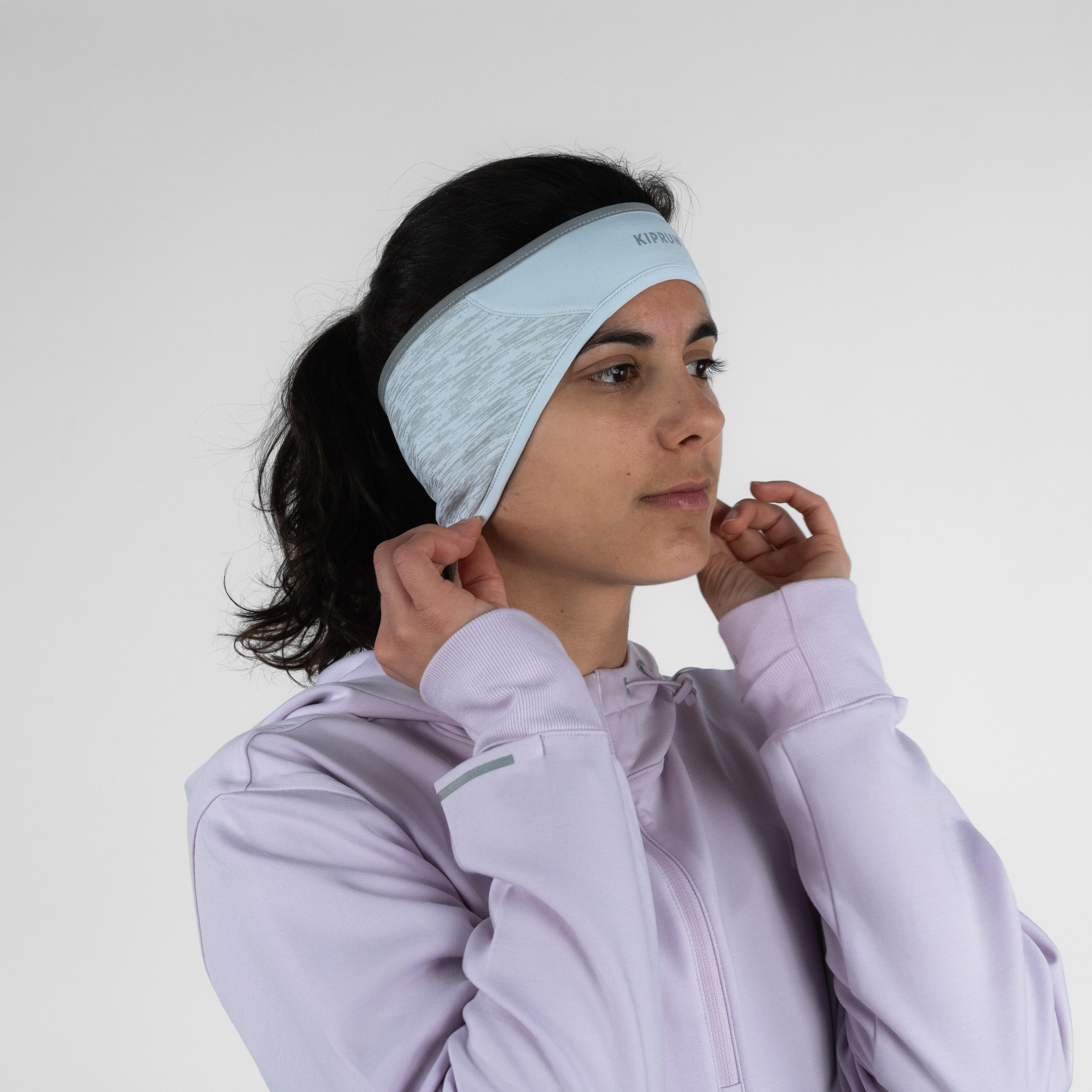 KIPRUN Warm+ Unisex Warm Running Headband - light grey