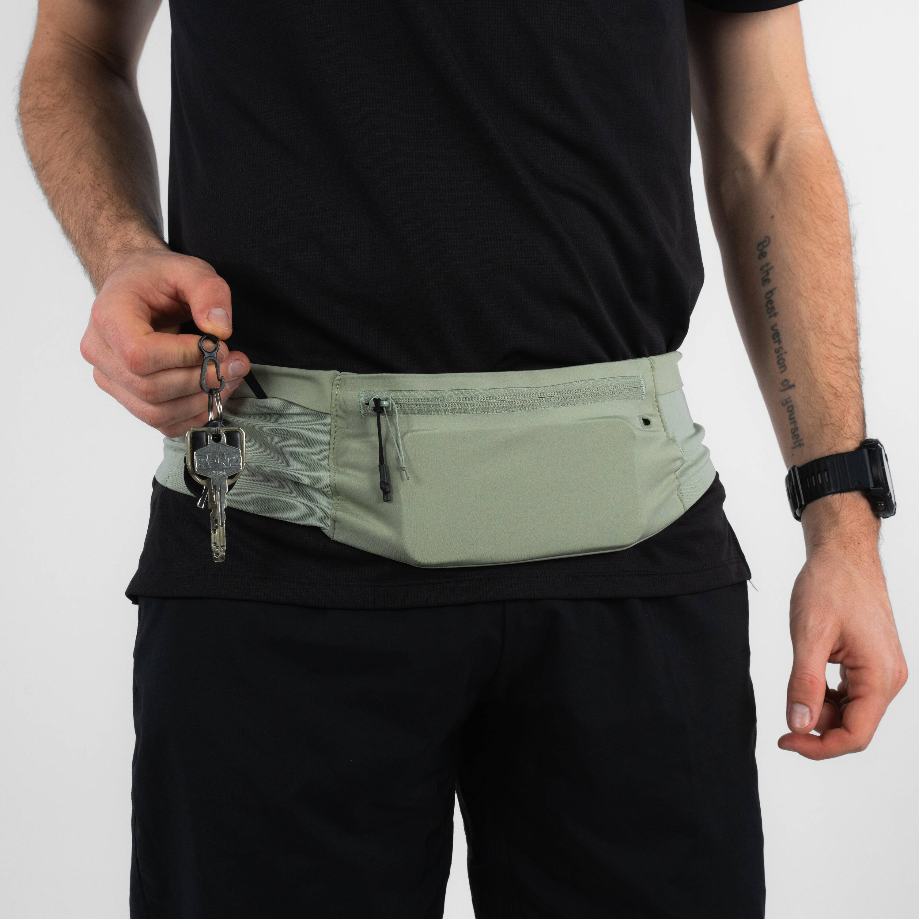 KIPRUN Comfort 2 Unisex Smartphone Running Waistband - Khaki, 5 pockets -  5
