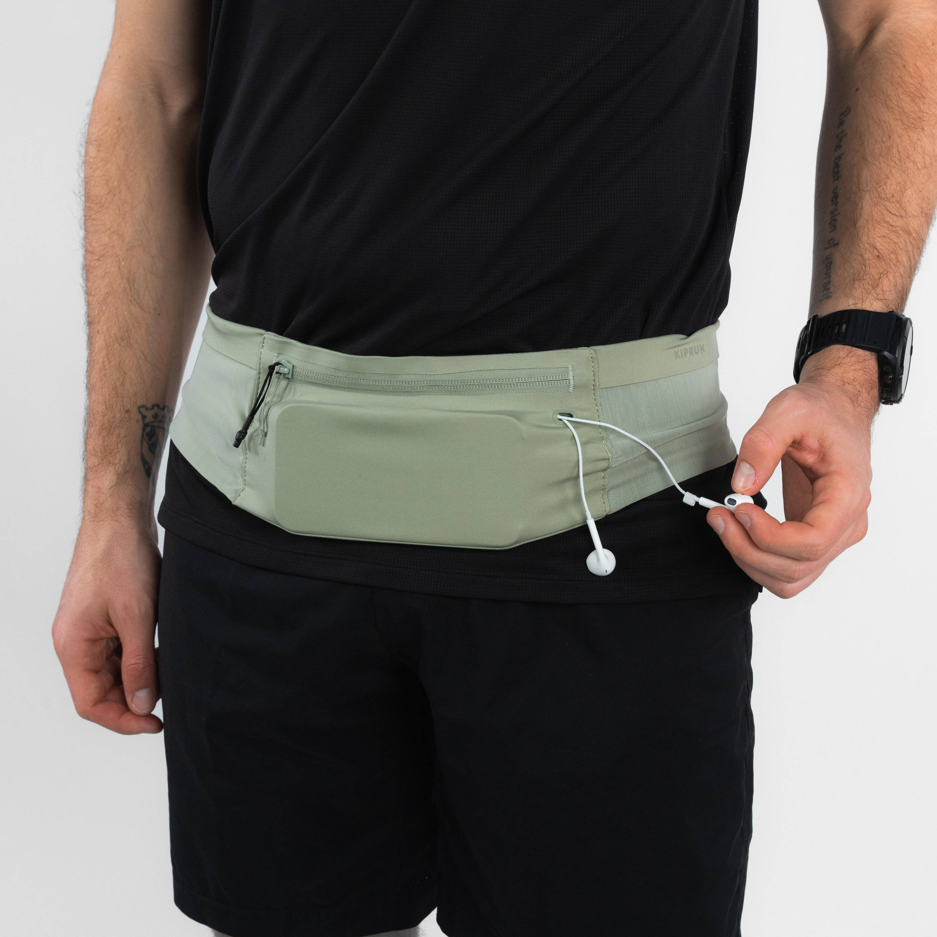 KIPRUN Comfort 2 Unisex Smartphone Running Waistband - Khaki, 5 pockets -  4