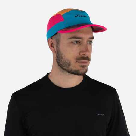 Unisex Running Cap - Kiprun 5 Panels Blue Orange Pink