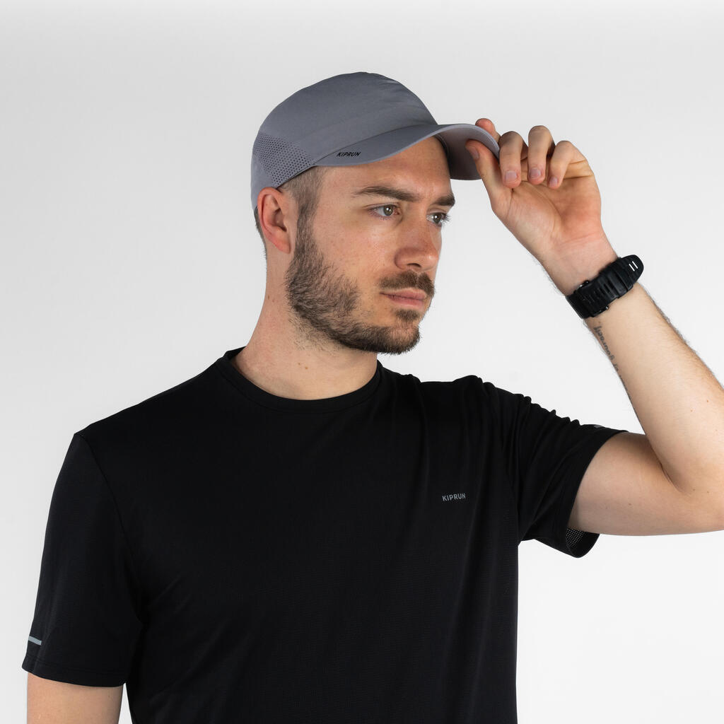 Gorra de running ajustable gris unisex KIPRUN