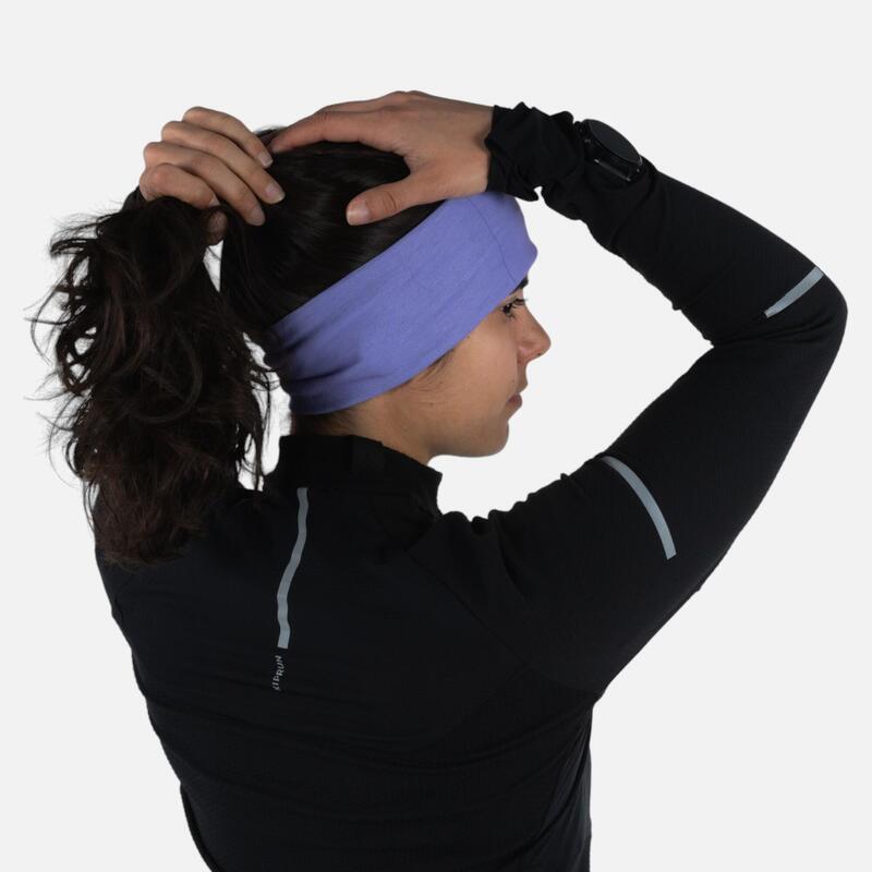 Multifunctionele nekwarmer/hoofdband voor hardlopen heren/dames lavendelblauw