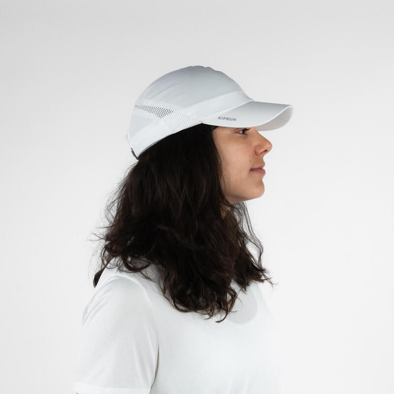 Gorra de running Hombre Mujer - KIPRUN Ajustable blanco 