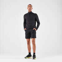 Men's KIPRUN Run 500 Warm Long-sleeved Zip Running T-Shirt - Black