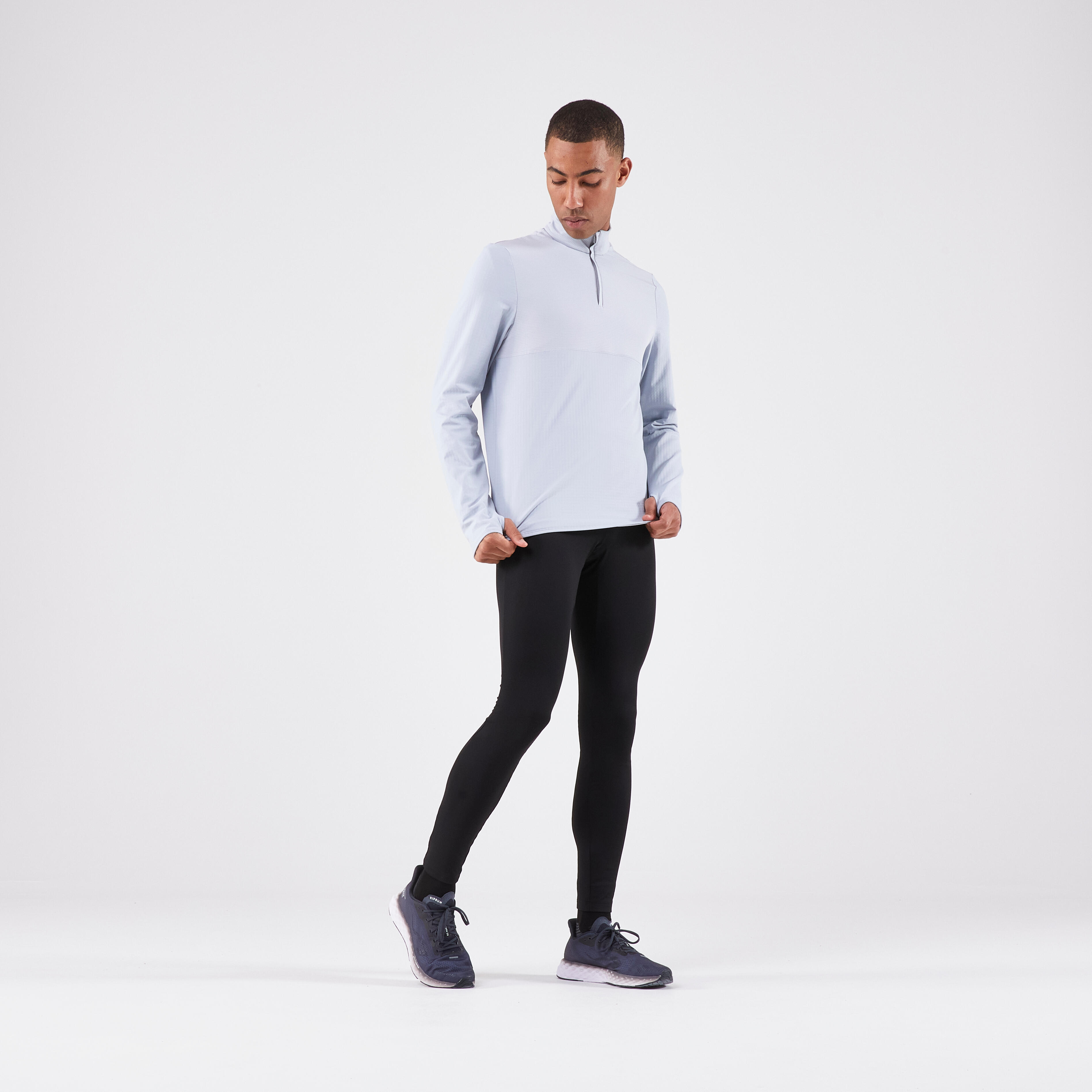 Men's Warm Long-sleeved 1/2 Zip Running Shirt Run 500 - KIPRUN