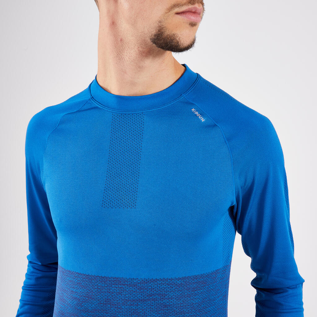 T-shirt de running manches longues Homme - KIPRUN Run 500 Sans couture Bleu