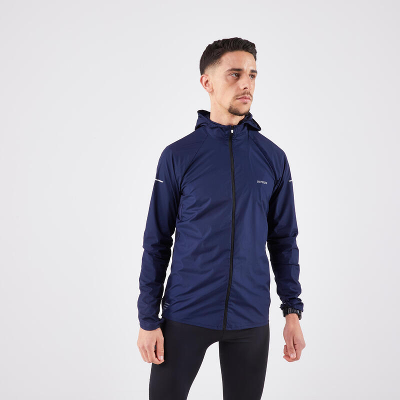 Chaqueta cortaviento running y trail running Hombre - KIPRUN Run 900 azul acero 