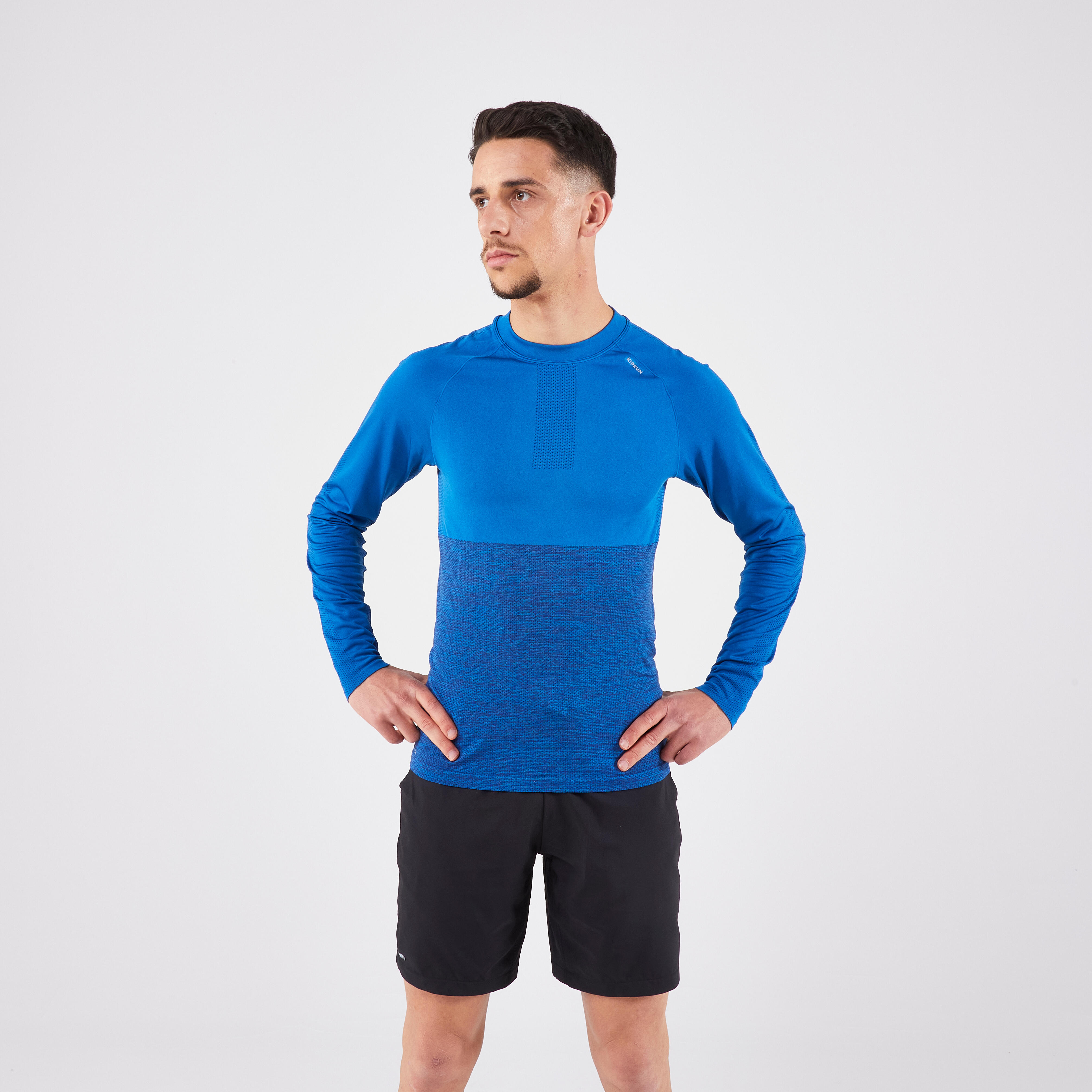 Uomo  KIPRUN T-shirt da running a maniche lunghe - Run 500 Seamless Blue