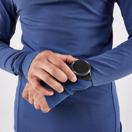 Футболка чоловіча 900 з довгими рукавами для бігу синя