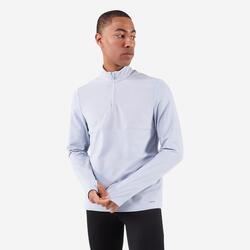 T-shirt zip chaud manches longues de running homme - kiprun run 500 warm gris