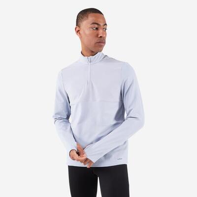 Maglia manica lunga running uomo RUN 500 WARM grigia