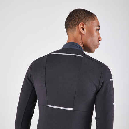 WARM REGUL MEN'S LONG-SLEEVED WINTER RUNNING T-SHIRT BLACK GREY YELLOW