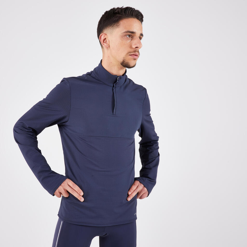 Majica dugih rukava za trčanje Kiprun Run 500 muška na rajsferšlus - plava