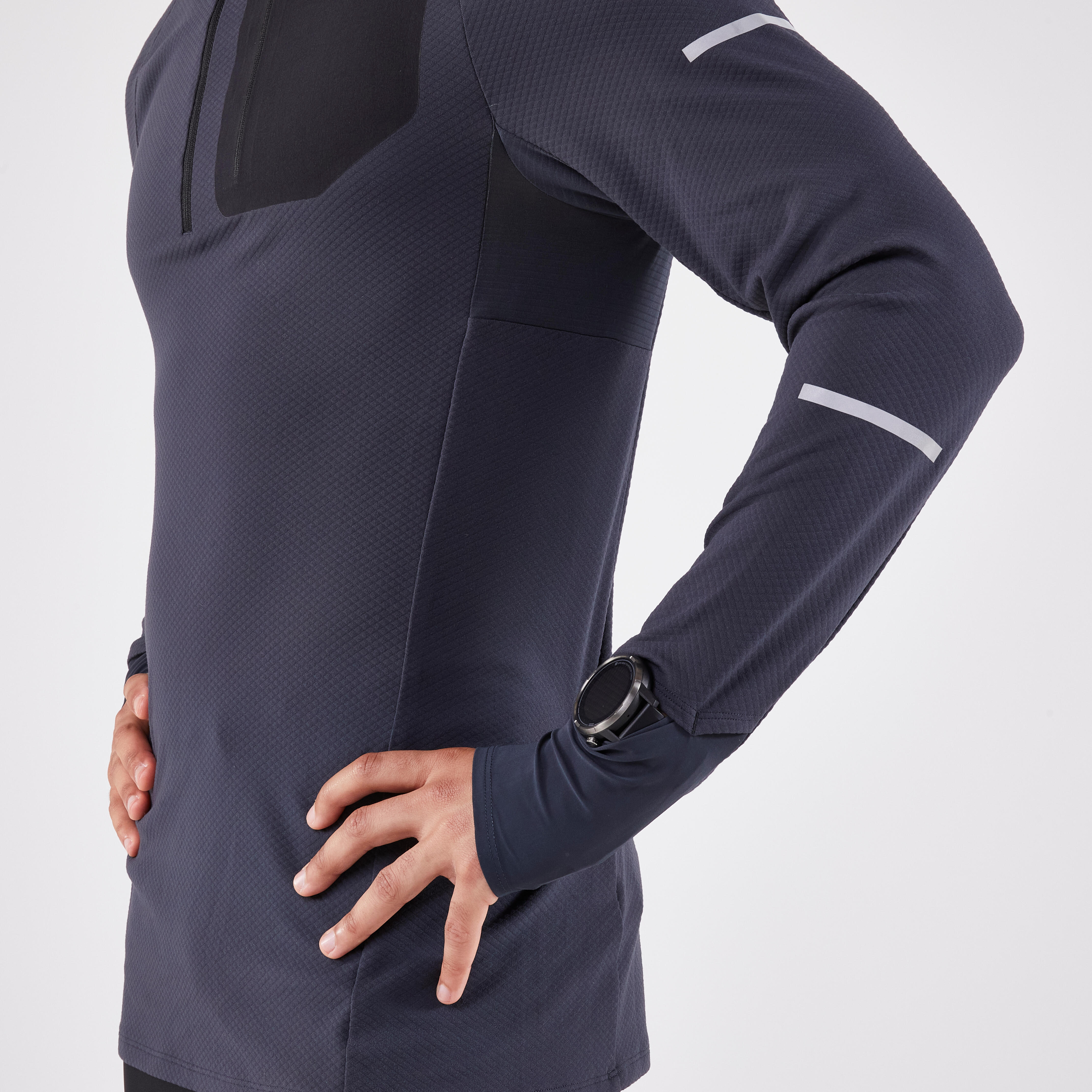 Men’s Warm Long-Sleeved Half-Zip Running T-Shirt, Run 900