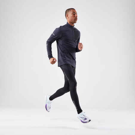 Men's KIPRUN Run 900 Long-sleeved Zip Warm Running T-Shirt - Black