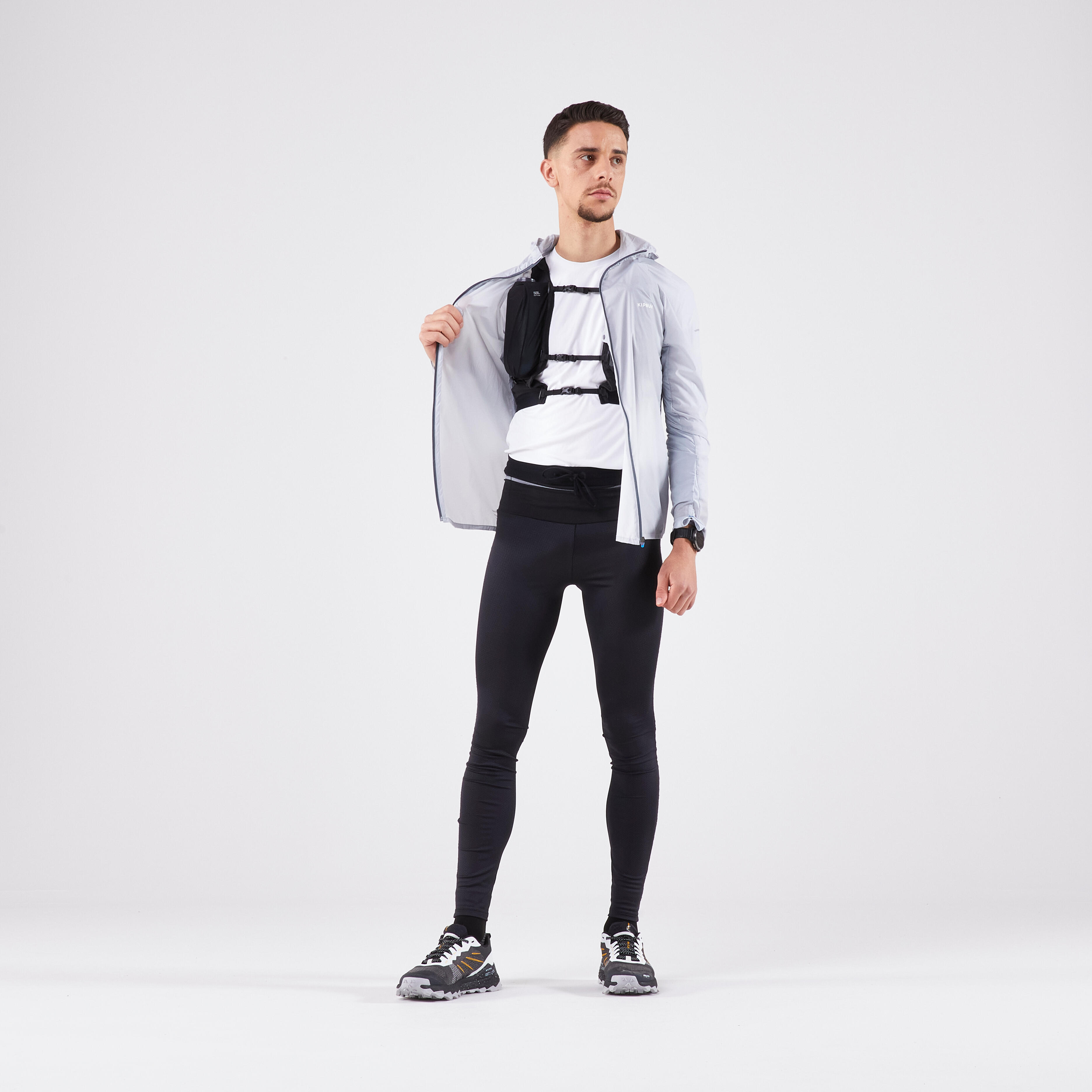 Men's Trail Running Long-Sleeved Windproof Jacket - Grey