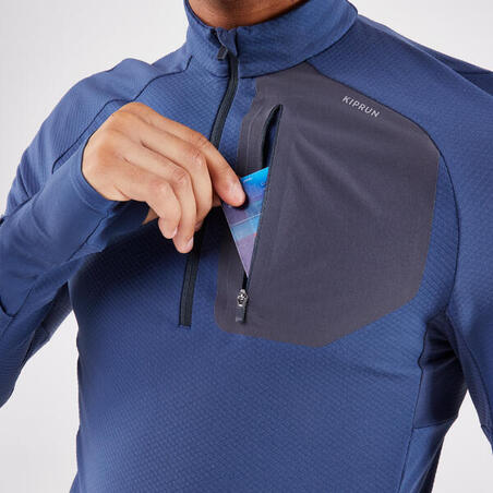 Футболка чоловіча 900 з довгими рукавами для бігу синя