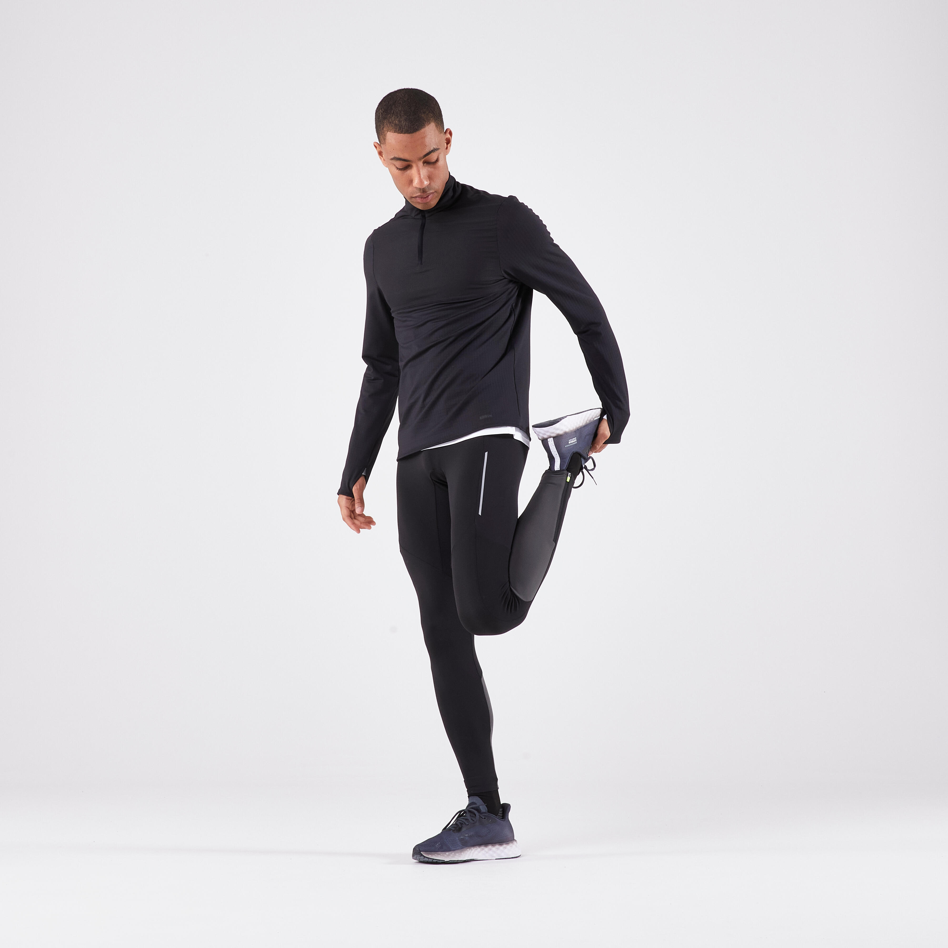 Men's long-sleeved warm running T-shirt - KIPRUN Run 900 Warm Regul Black