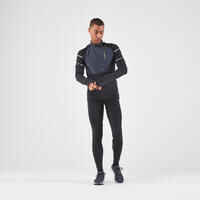 WARM REGUL MEN'S LONG-SLEEVED WINTER RUNNING T-SHIRT BLACK GREY YELLOW