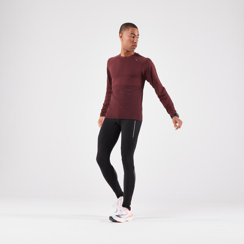 Colanți călduroși alergare Jogging KIPRUN RUN 500 Warm NEGRU BĂRBAȚI