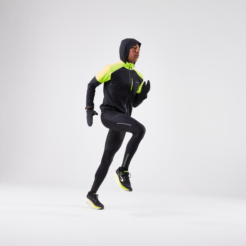 Erkek Uzun Kollu Koşu Ceketi - Siyah - Kiprun Run 900 Warm Regul
