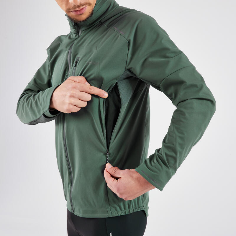Erkek Uzun Kollu Koşu Ceketi - Yeşil - Kiprun Run 900 Warm Regul