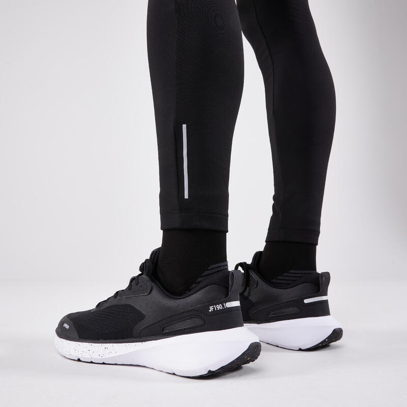 Colanți călduroși alergare Jogging KIPRUN RUN 100 Warm NEGRU BĂRBAȚI