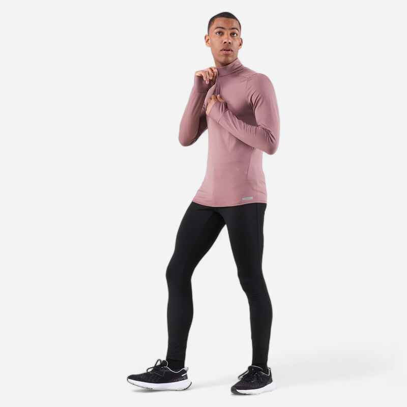 Men's KIPRUN Run 100 Warm Running Tights - Black 
