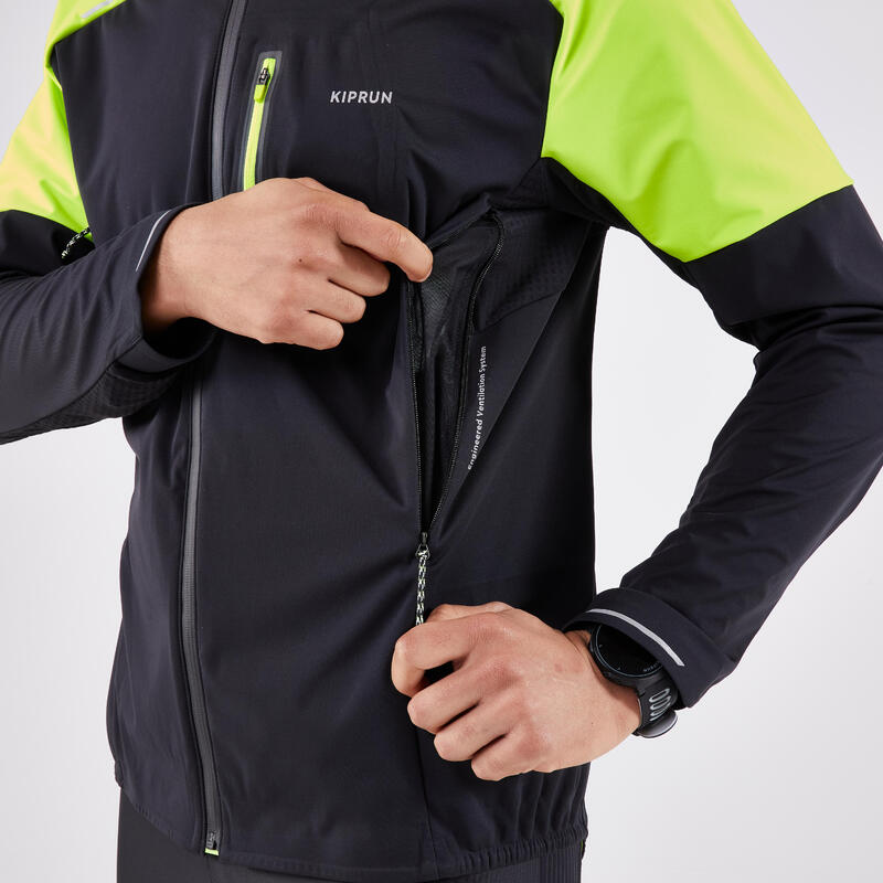 Erkek Uzun Kollu Koşu Ceketi - Siyah - Kiprun Run 900 Warm Regul