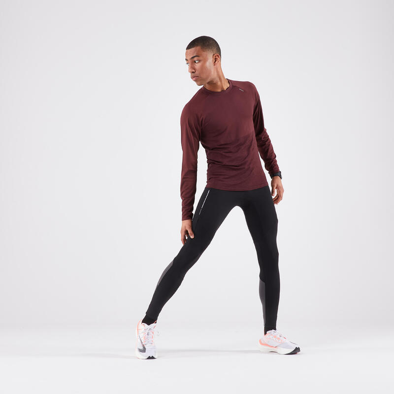 Colanți călduroși alergare Jogging KIPRUN RUN 500 Warm NEGRU BĂRBAȚI