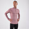 Men's warm long-sleeved zip running T-shirt - KIPRUN Run 100 Warm - Taupe