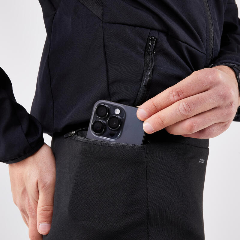 Colanți călduroși alergare Jogging KIPRUN RUN 100 Warm NEGRU BĂRBAȚI