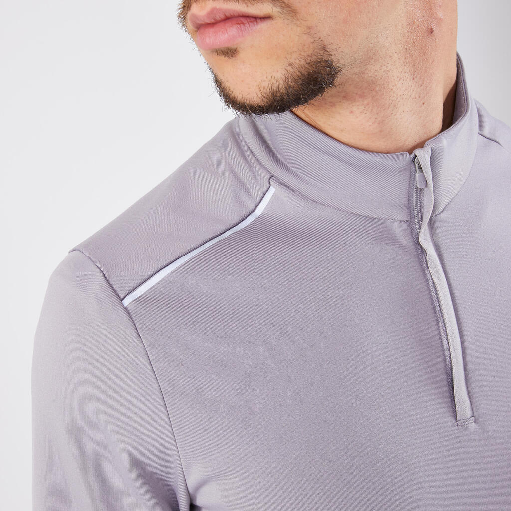 Tee shirt manches longues de running chaud homme kalenji kaki