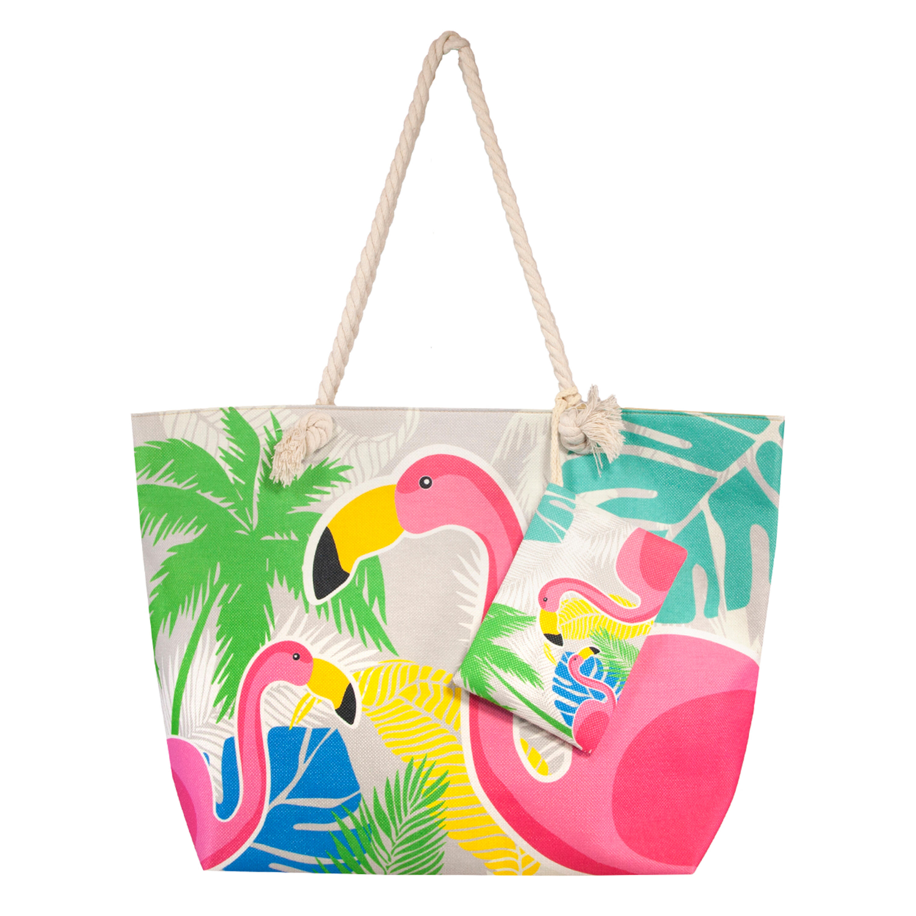 Geantă plajă 59x40x20 cm Imprimeu flamingo